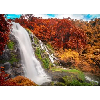 Obraz Obraz Na Plátně 3D obraz pohled na vodopád v podzimním lese 40x30