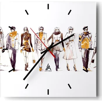 Hodiny Velké nástěnné hodiny na zeď 40x40 Žena Skleněné hodiny Čtvercové Tiché