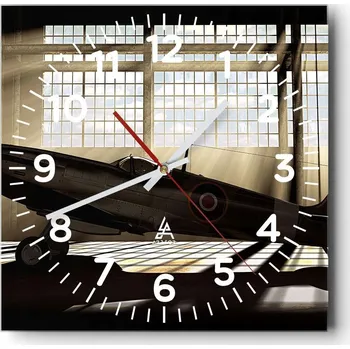 Hodiny Kuchyňské nástěnné hodiny 30x30 Letectví Skleněné hodiny do obýváku Moderní Tiché
