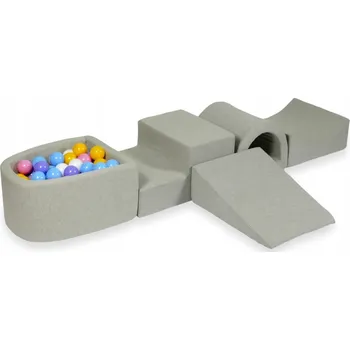 Dětské hřiště Pěnové dětské hřiště s tunelem a bazénkem s míčky, šedé