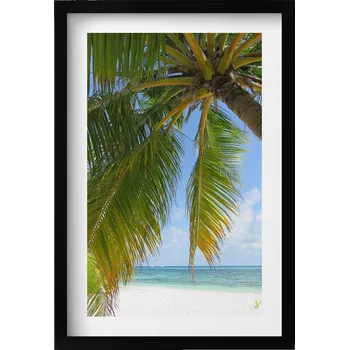 Obraz Elegantní obraz v černém rámu Pláž palma oceán dovolená 40x60 cm