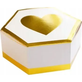 Dárková krabička Bílá a zlatá papírová Krabička se srdíčkem