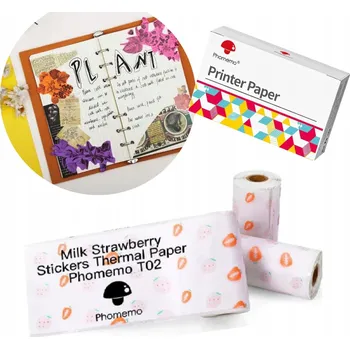 Příslušenství pro čtečku elektronické knihy Termální papírová páska jahoda pro tiskárny Phomemo T02 M02X 50mm x 3,5m
