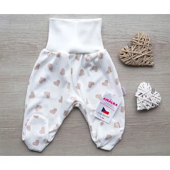 Dupačky AMÁLKA Bavlněné žebrované polodupačky, srdíčka Velikost: 74