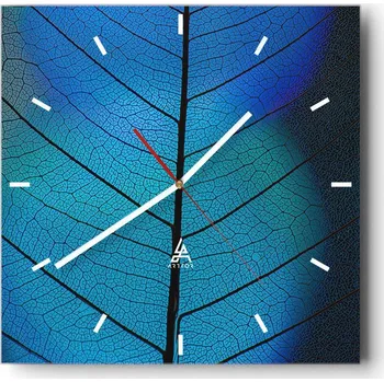 Hodiny Velké nástěnné hodiny na zeď 40x40 List Skleněné hodiny Čtvercové Tiché