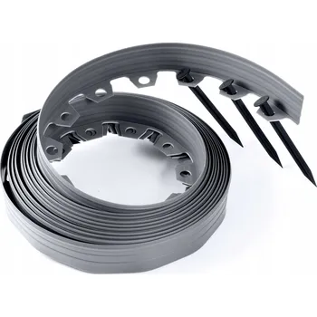 Zahradní obrubník Zahradní lem trávníku z plast 50 m ŠEDÁ 6 cm + kotvy