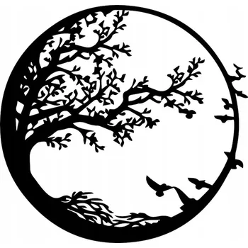 Obraz AŽUROVÝ OBRAZ NÁSTĚNNÁ DEKORACE 3D Strom života ptáci M panel kruh průměr 25 cm