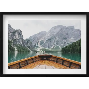 Obraz Dekorativní obraz v rámu do obýváku Výhled z lodi na horské jezero 70x50 cm