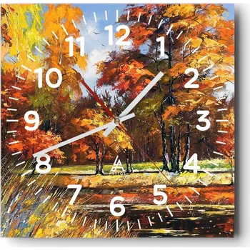 Hodiny Kuchyňské nástěnné hodiny 30x30 Krajina Skleněné hodiny do obýváku Moderní Tiché