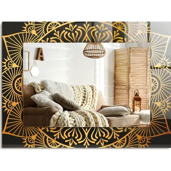 Zrcadlo Obdélníkové nástěnné dekorativní zrcadlo s mandalou, 80x60 cm, vertikální/horizontální montáž