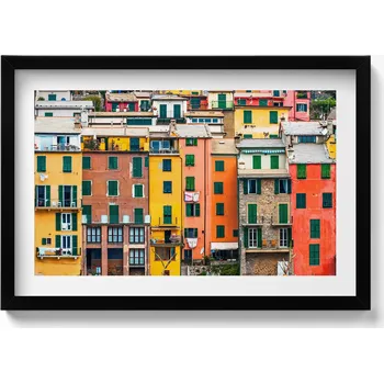 Obraz Závěsný obraz rámeček černé barvy Barevné budovy architektura 60x40 cm