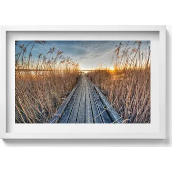 Obraz Ozdobný nástěnný obraz v rámu do obýváku Dřevěná cesta mezi trávou 60x40 cm