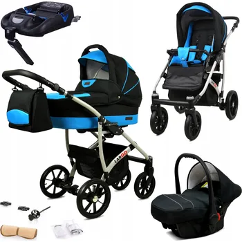 Kočárek Dětský kočárek 4v1 BabyLux Largo: sportovní kočárek, hluboká korba, autosedačka, základna ISOFIX