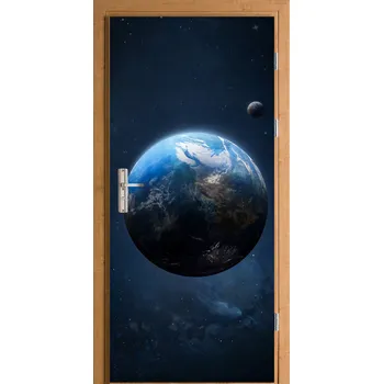 Fototapeta SAMOLEPICÍ SAMOLEPICÍ FÓLIE NA DVEŘE PLANETA ZEMĚ MĚSÍC VESMÍR