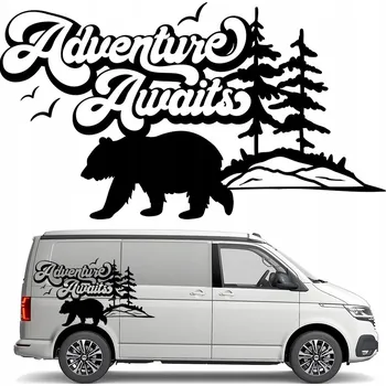Samolepicí dekorace na vozidlo SAMOLEPKA na auto KEMPING DOBRODRUŽSTVÍ MEDVĚD 70x124