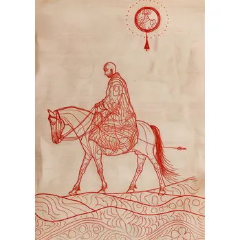 Plakát Plakát Jezdec a koňské skici bez rámu 21 x 29,7 cm