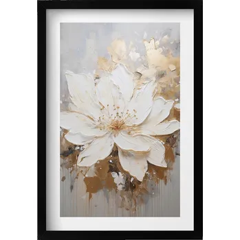 Obraz Elegantní obraz v černém rámu - Jemná malovaná květina 40x60 cm