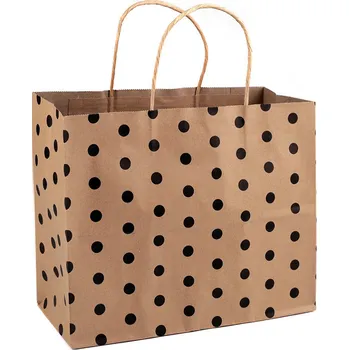 Dárková taška Papírová taška s puntíky 31x25 cm Varianta: 1 hnědá přírodní, Balení: 5 ks