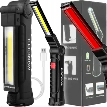 Svítilna Akumulátorová svítilna černá ABS 240 lm s hákem a magnetem