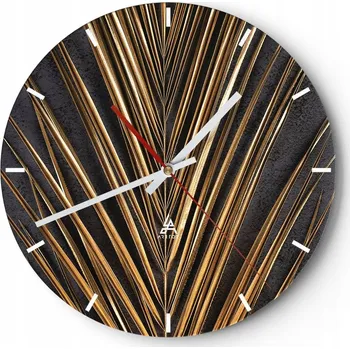 Hodiny Velké nástěnné hodiny na zeď 40x40 Palmový list Skleněné hodiny Kulatý Tiché