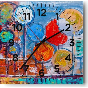 Hodiny Kuchyňské nástěnné hodiny 30x30 Magie Balónky Skleněné hodiny do obýváku Tiché