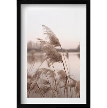 Obraz Nástěnný obraz v rámu Romantická krajina trav a jezera v boho stylu 40x60 cm