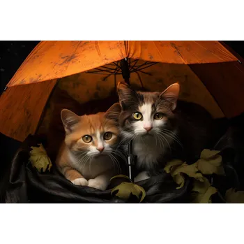 Plakát Plakát Kočičí deštníkové patálie bez rámu 91,5 x 61 cm