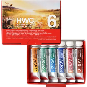 Vodová barva Akvarelové barvy Holbein Granulating 5 ml - Landscape, sada 6 ks