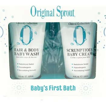 Sprchový gel Original Sprout Baby's First Bath Original Sprout Classic Collection Hair & Body Babywash mycí gel na tělo a vlasy pro citlivou pokožku 118 ml + Original Sprout Classic Collection Scrumptious Baby Cream víceúčelový krém pro miminka a děti 118 ml