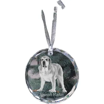 Obraz Španělský mastif - křišťálová vánoční koule s fotografií, fotografie psa v křišťálu