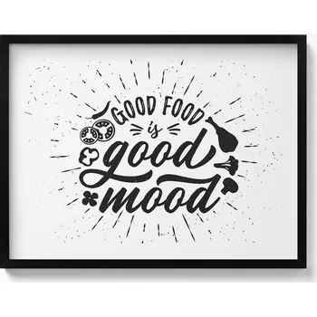 Obraz Elegantní obraz do obýváku Good food is good mood - nápis do kuchyně 80x60 cm