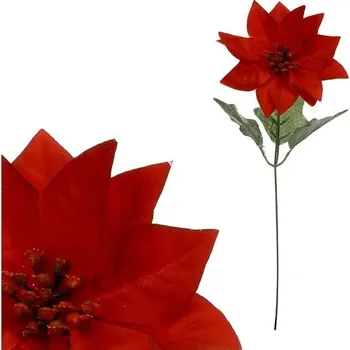 umělá květina Autronic Umělý květ Vánoční Hvězda, vánoční růže, barva červená 1-hlavová UK-0025