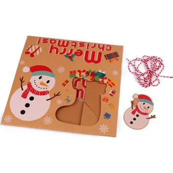 Vánoční dekorace Vánoční dárková krabice s průhledem a jmenovkou Varianta: 3 hnědá přírodní sněhulák, Balení: 1 ks