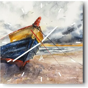 Hodiny Velké nástěnné hodiny na zeď 40x40 Krajina Skleněné hodiny Čtvercové Tiché