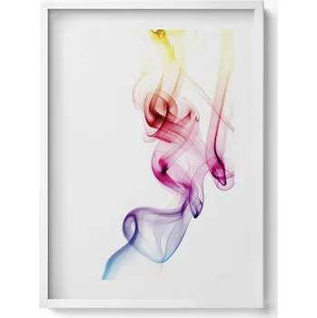Obraz Dekorativní obraz v bílém rámu do obýváku Barevný kouř abstrakce 50x70 cm