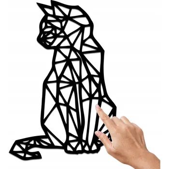 Obraz GEOMETRICKÁ DEKORACE NA ZEĎ KOČKA GEOMETRICKÉ ZVÍŘE DŘEVĚNÁ OZDOBA