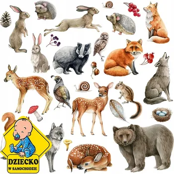 Obraz Nálepky na zeď LESNÍ ZVÍŘATA 56 x 107 cm