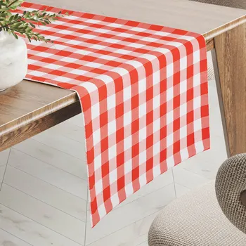 ubrus Teflonový běhoun na stůl TF-071 Červeno-bílá kostka 20x120 cm