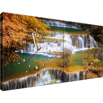 Obraz Obraz s hodinami na zeď 80x40 Vodopád Huay Mae