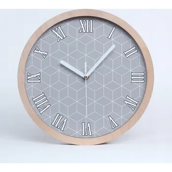Hodiny Dřevěné nástěnné hodiny geometrické pozadí průměr 25 cm