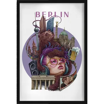 Obraz Nástěnný obraz v rámu Berlín - Medvěd, Berlínská zeď, Braniborská brána 40x60 cm