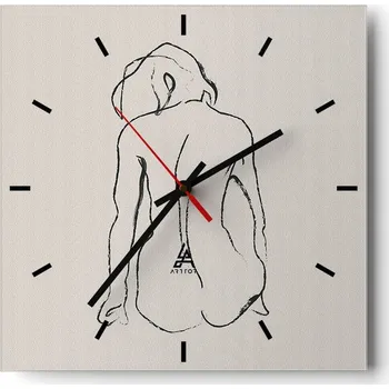 Hodiny Nástěnné hodiny do kuchyně 30x30 Akt Stylové hodiny na skle Loft Tiché