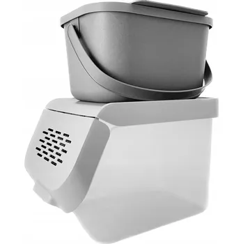 Odpadkový koš Nádoba na potraviny "Zeleninář" 10 l + Koš na odpadky MINI BINI 4,5 l Šedý