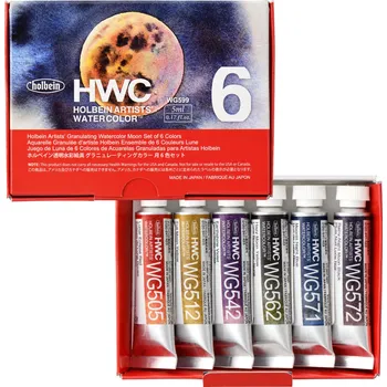 Vodová barva Akvarelové barvy Holbein Granulating 5 ml - Moon, sada 6 ks