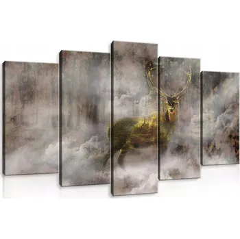 Obraz OBRAZ NA PLÁTNĚ CANVAS 100x60 JELEN LES MLHA