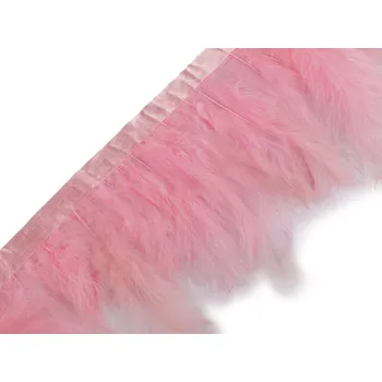Prýmek - krocaní peří šíře 9-12 cm, barva 3 růžová sv.