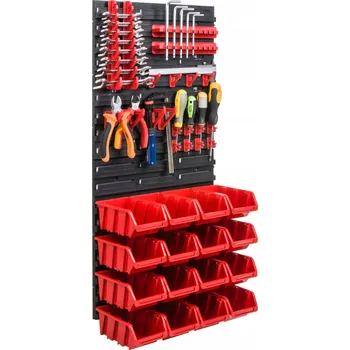 Obraz Nástěnná deska na nářadí 39x78 cm + 16 boxů/úložných nádob