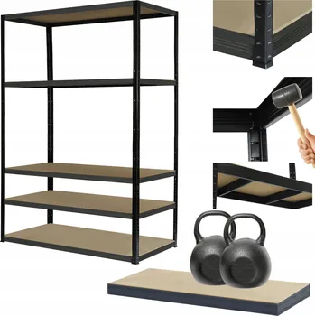 Dílenský regál Kovový regál PREMIUM BLACK stojan HELIOS 213x100x35cm 5 polic x 275kg, extra silný