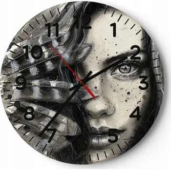 Hodiny Velké nástěnné hodiny na zeď 40x40 Žena Skleněné hodiny Kulatý Tiché