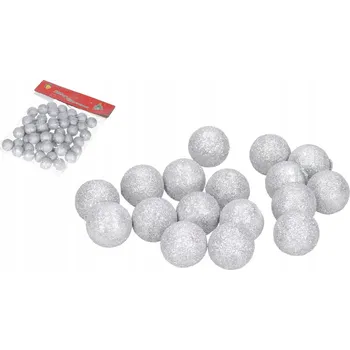 Obraz POLYSTYRÉNOVÉ KULIČKY S SE TŘPYTKAMI 2,5 CM 50 KS STŘÍBRNÉ